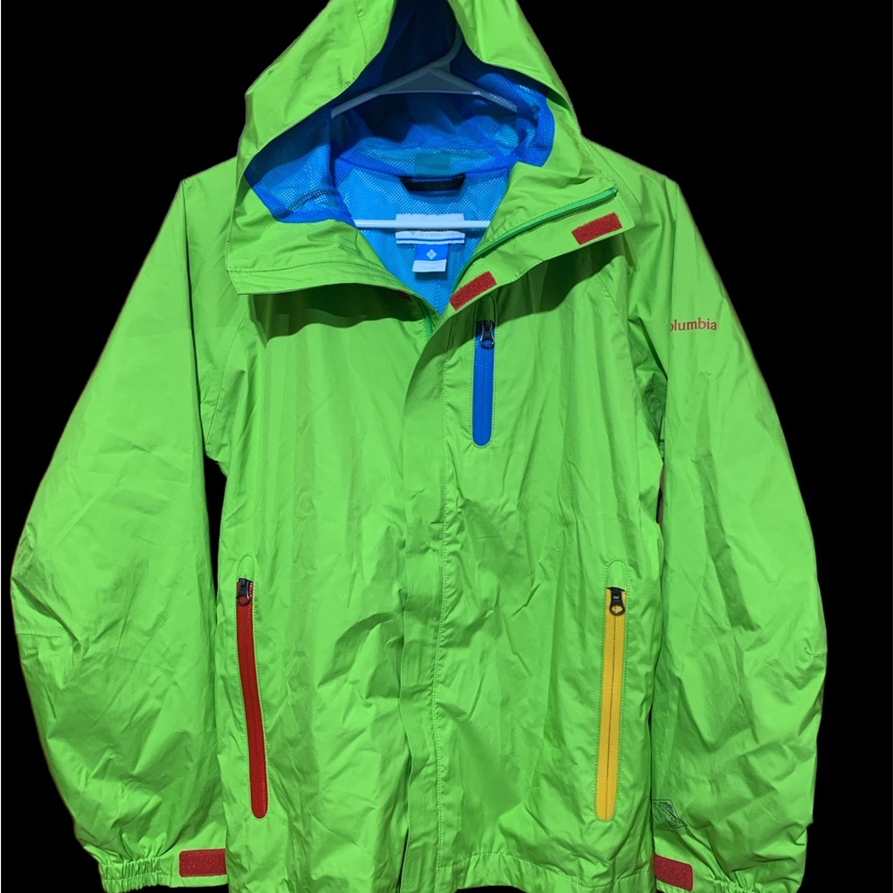 Like New Green Columbia Jacket Kids Size 14/16 Multi Color Zipper Detail